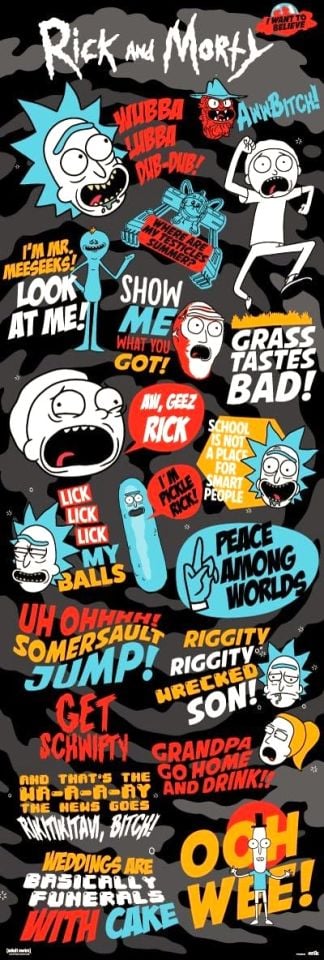 RICK AND MORTY QUOTES  DOOR POSTER (İTHAL)