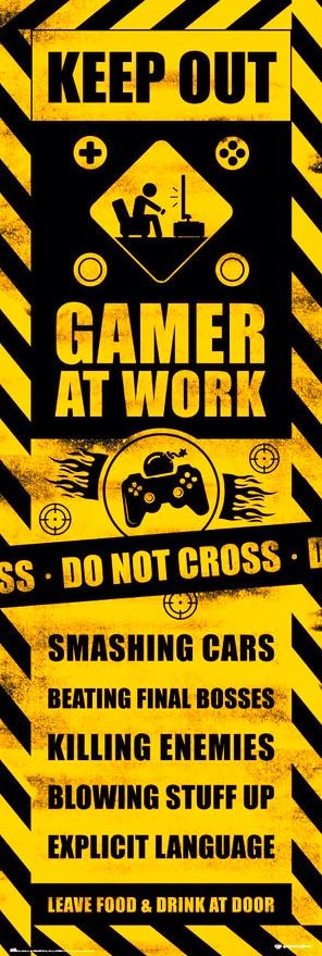 GAMERATION GAMING CAUTION DOOR POSTER İTHAL