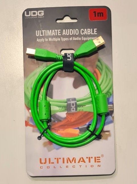 UDG SES KABLOSU  USB 2.0 A-B YEŞİL DÜZ (1metre)