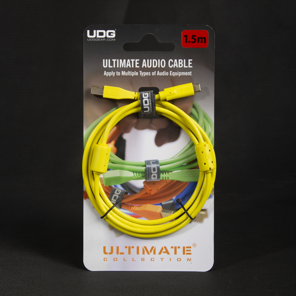 UDG SES KABLOSU USB 2.0 C-B SARI DÜZ (1,5 metre)