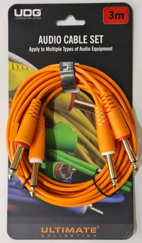 UDG ULTIMATE SES KABLOSU 1/4'' JACK- 1/4'' JACK TURUNCU  DÜZ (3 METRE)