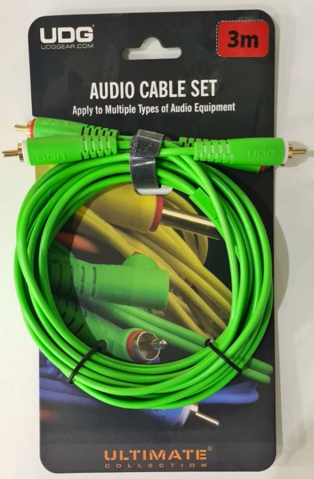 UDG ULTIMATE SES KABLOSU RCA- RCA YEŞİL  DÜZ (3 METRE)