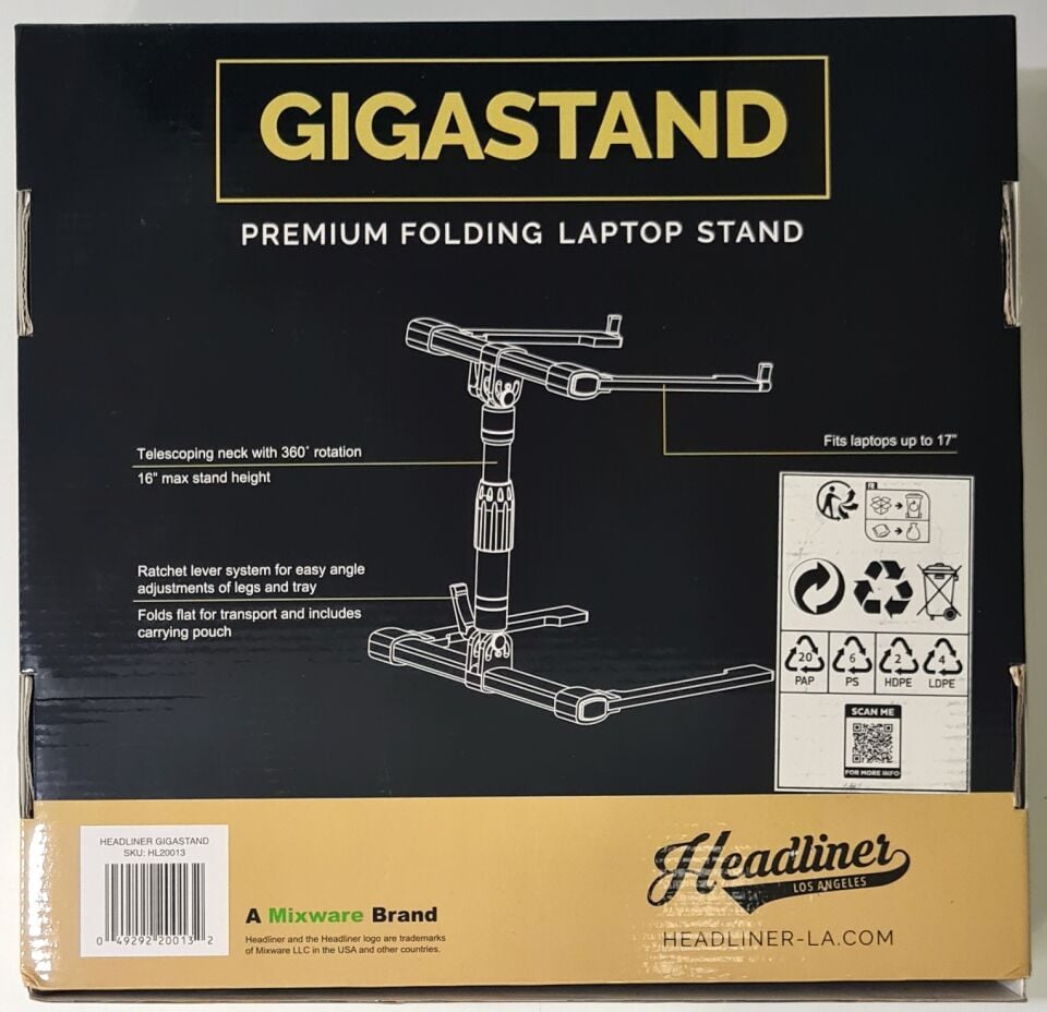 HEADLINER GIGASTAND DİZ ÜSTÜ BİLGİSAYAR VE DJ EKİPMANI STANDI